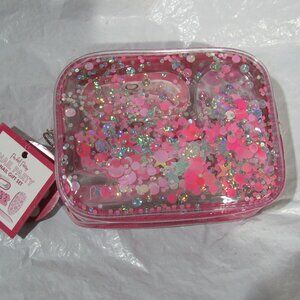 Pink Clear Confetti Bag Nail Party Gift 8pc Set Organizer Packed Party